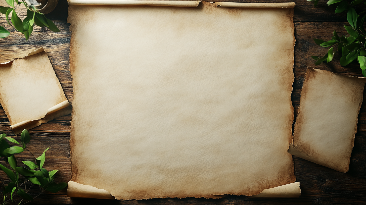 a scroll of parchment on a desk